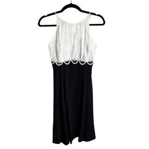 Vintage 90’s Jessica McClintock Gunne Sax Black and White Brocade Mini